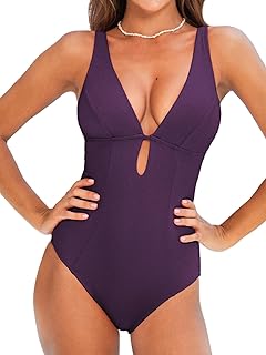 CUPSHE Textured Deep V One-Piece Swimsuit