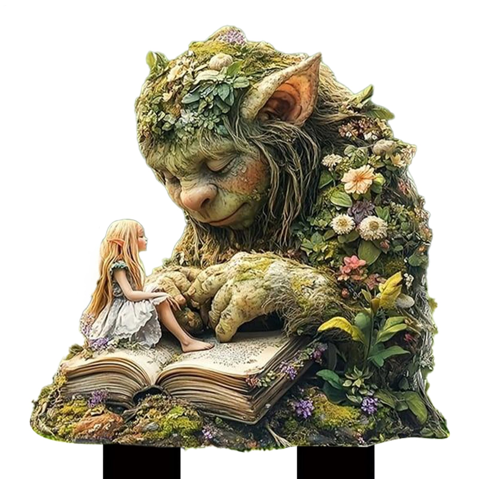 Fairy Garden Stakes Flat Decoration Acrylic 2D Flower Pot Stake Garden Ground Insert Fairy Accessories Tree Man Earth Goddess Statue Ornaments For Pot Plants Yard Lawn Decor