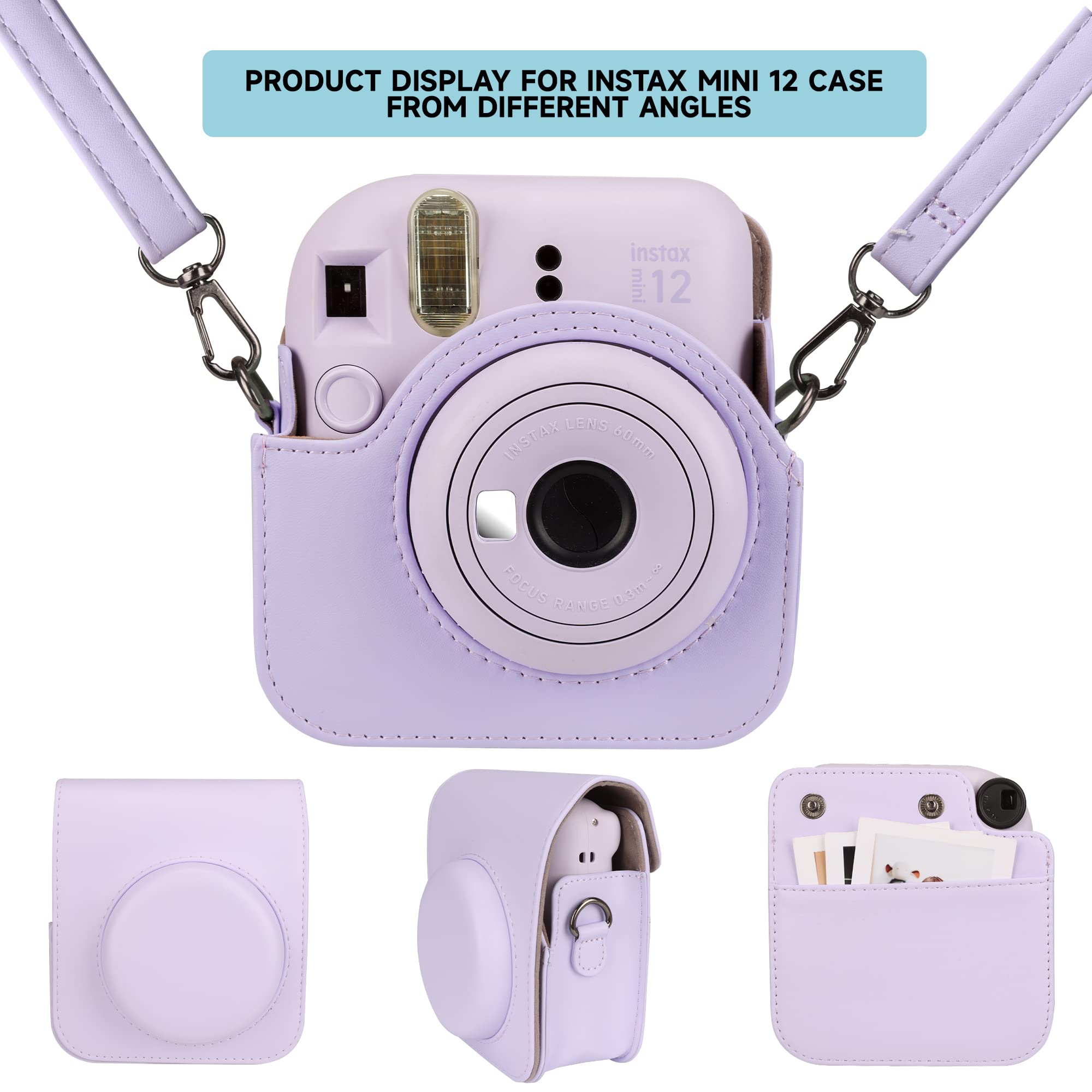 Akcesoria do aparatów natychmiastowych do Instax Mini 12, torba na aparat Instax Mini 12 z 64 kieszeniami, album fotograficzny i filtr kolorowy/ramka na zdjęcia/ramka dekoracyjna / naklejka