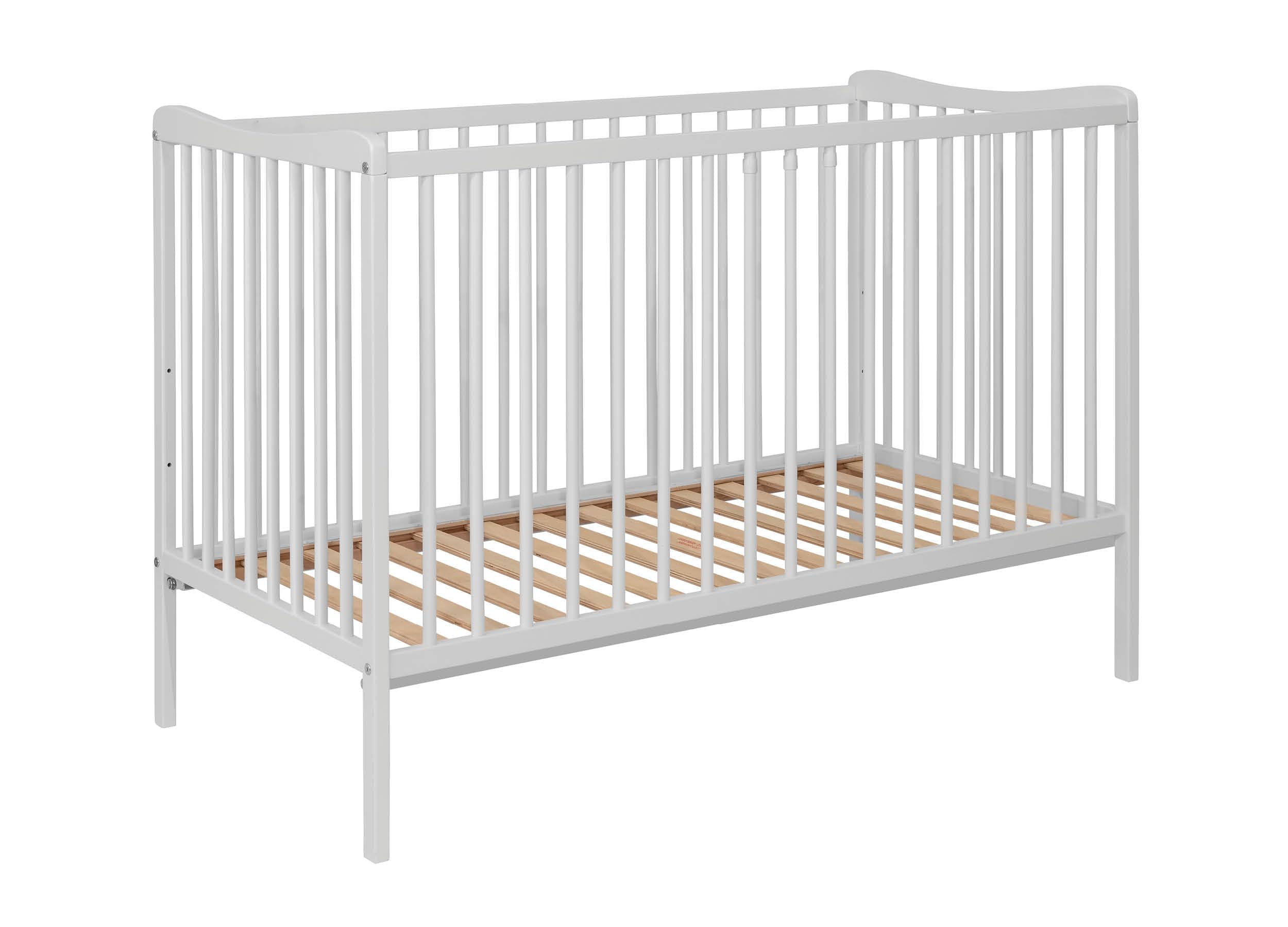 GRZES Babybett 120x60 cm Weiß, EN 716 geprüft, Kinderbett aus Buchenholz, höhenverstellbarer Lattenrost, 3 herausnehmbare Sprossen