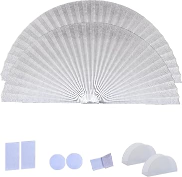2PCS Ripple Shape Arch Window Pleated Blinds Half Circle Window Shades Cordless Non-Woven Self Adhesive Shades Half Moon Round Window Cover Easy to Cut & Install 18IN*36IN