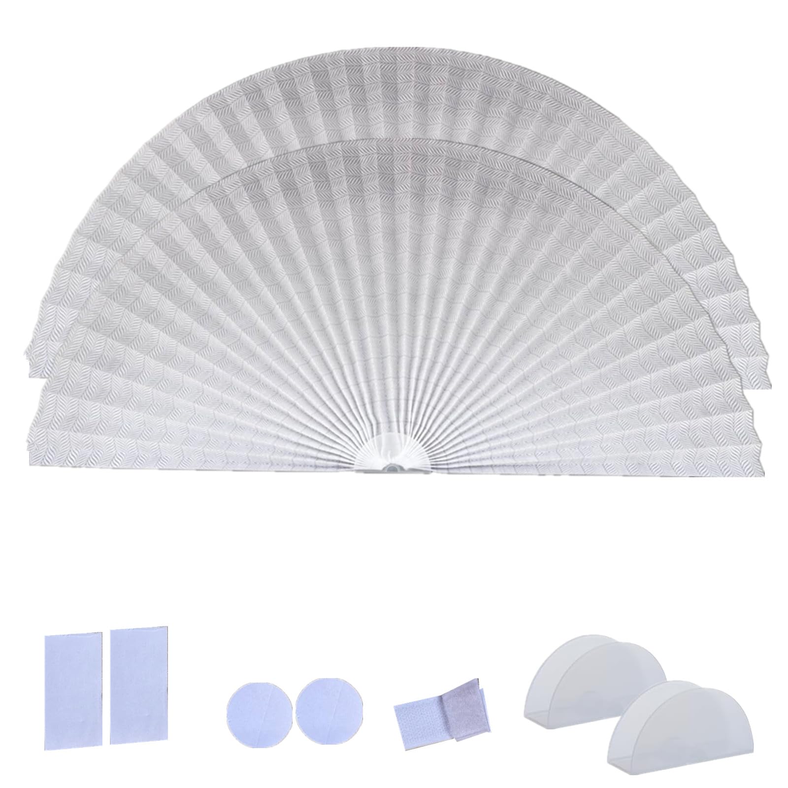 Garayma 2PCS Ripple Shape Arch Window Pleated Blinds Half Circle Window Shades Cordless Non-Woven Self Adhesive Shades Half Moon Round Window Cover Easy to Cut & Install (18IN*36IN)