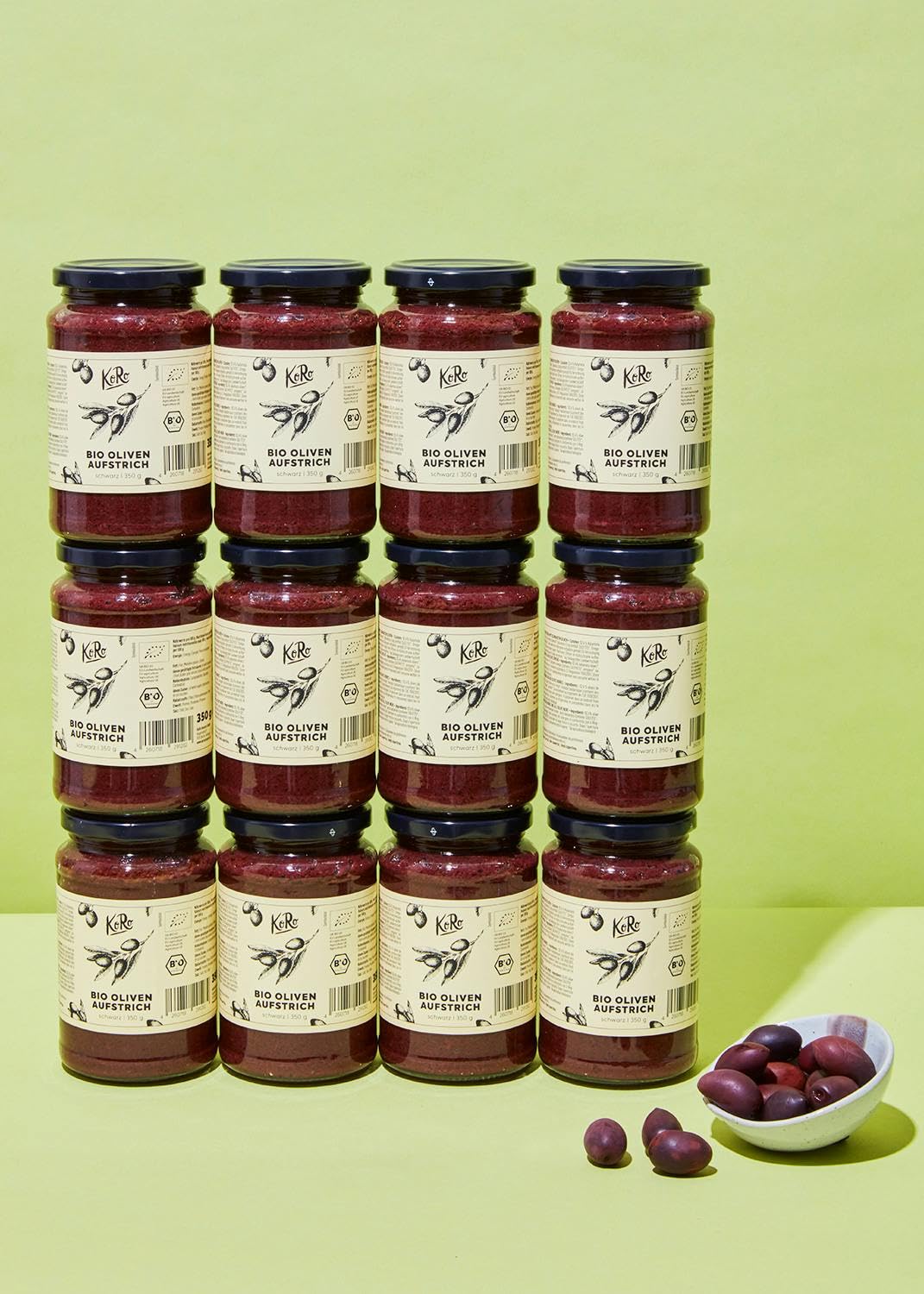 KoRo - Bio Oliven Aufstrich schwarz 12x 350 g - mit hochwertigem Olivenöl - geschmacksintensiv - vegan