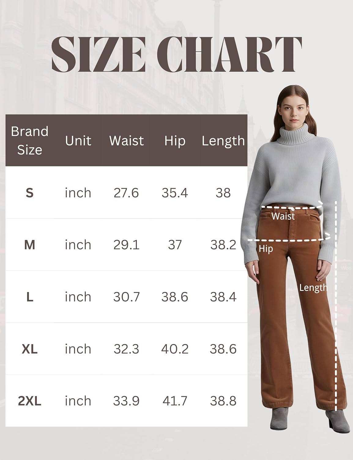 OctMoon Women's Corduroy Pants Straight Leg Casual Trousers 97% Cotton Stretch Pantalones de Pana with Pockets & Button - Image 7