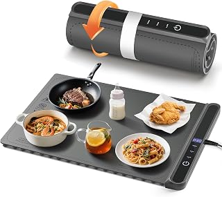 AUTOPkio Warmhalteplatte Elektrisch, Speisenwärmer Wärmeplatte 300W für Speisen Buffetwärmer 6 Temperatur & 9 Timer Automatisch, Kindersicherung für Buffets Server Party Auftauen