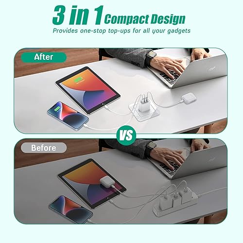 Miniatura 4 de Paquete de 2 Bloque de cargador para iPhone 17 16e 15, bloque de carga USB C rápido de 35 W, adaptador de corriente PD de doble puerto + enchufe de