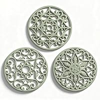 ME.FAN 3-Pc Silicone Trivets for Hot Pots, Pans & Dishes - Flexible Non-Slip Hot Pads, Heat-Resistant Mats Protect Countertops (Desert Sage)