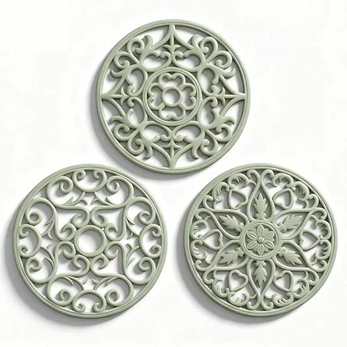 ME.FAN Trivets for Dishes/Pots/Pans, 3 Pcs Silicone Mats, Flexible/Durable/Non Slip