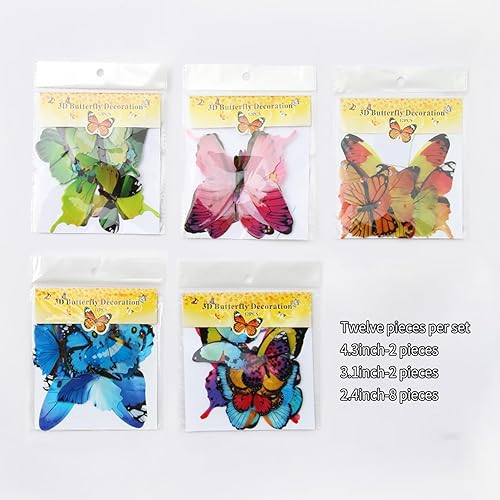 Miniatura 4 de 12 calcomanías de pared de mariposa 3D, calcomanías de mural de mariposa extraíbles, mural de pared de mariposa animada para bricolaje, fiesta,