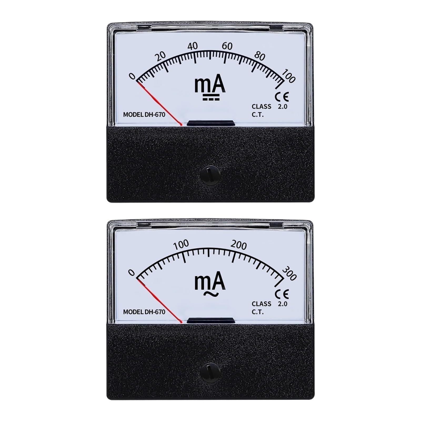 Instrumentos de panel de corriente analógica, El medidor de panel amperímetro analógico CC/CA mide corriente de 5 mA a 1000 mA(DH670 DC,150mA)