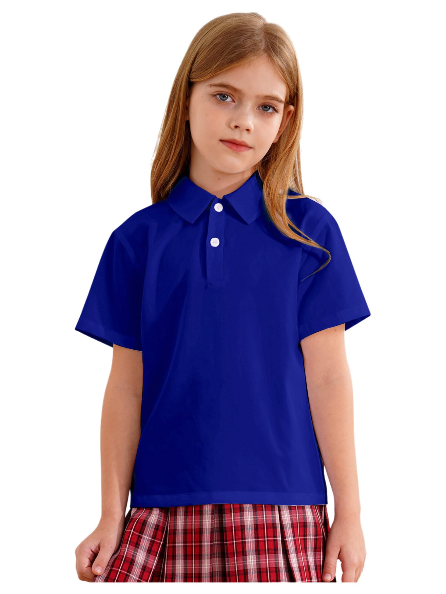 Freebily Camisas De Manga Corta para Niña Ropa para La Escuela Camisas Casuales con Botones Camisa De Polos Básico Camisetas Verano