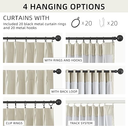 Miniatura 5 de ChrisDowa Birch - Cortinas opacas plisadas de lino de 84 pulgadas de largo, 2 paneles para sala de estar, dormitorio, habitación de granja,