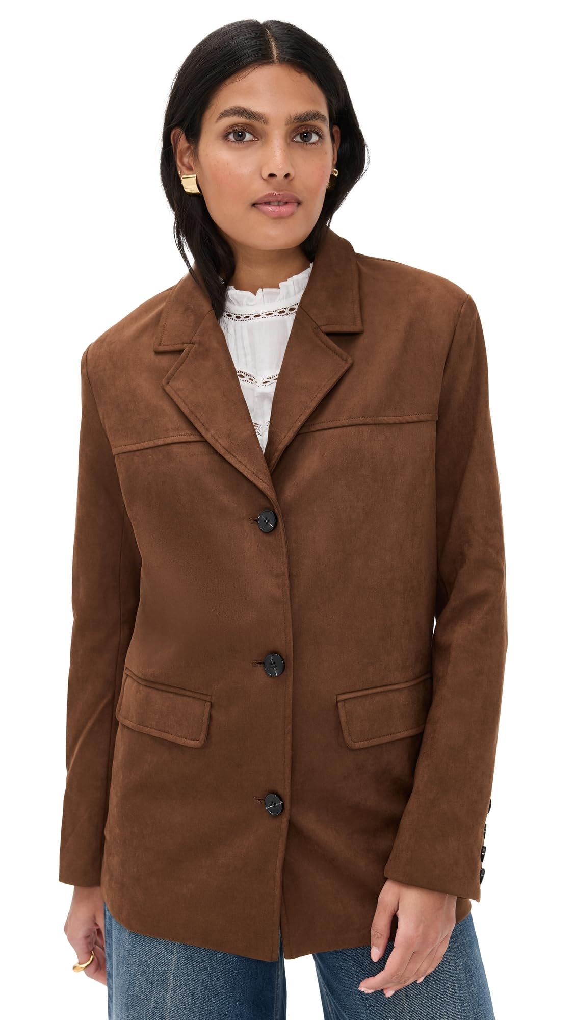 English Factory Womens Faux Suede Jacket