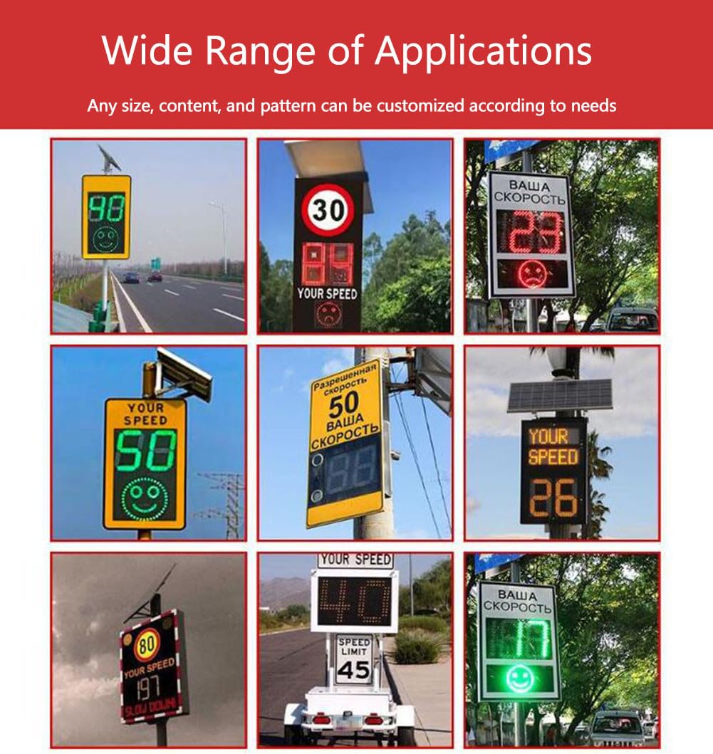 Señales de límite de Velocidad con Radar LED Solar, señales de límite de Velocidad Intermitentes de Aluminio portátiles con energía Solar para Seguridad Vial dinámica(Yellow,20"x27")