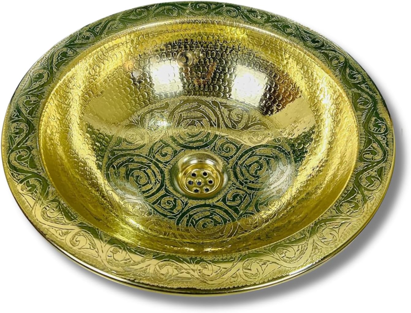 Moroccan Undermount Vessel Sink, Handmade Vanity Bathroom Brass Sink, Unlacquered Drop in Brass Bathroom Sink, Undermount Vanity Vessel sink Bowl, Antique Round Copper Sink (16"= 40cm)