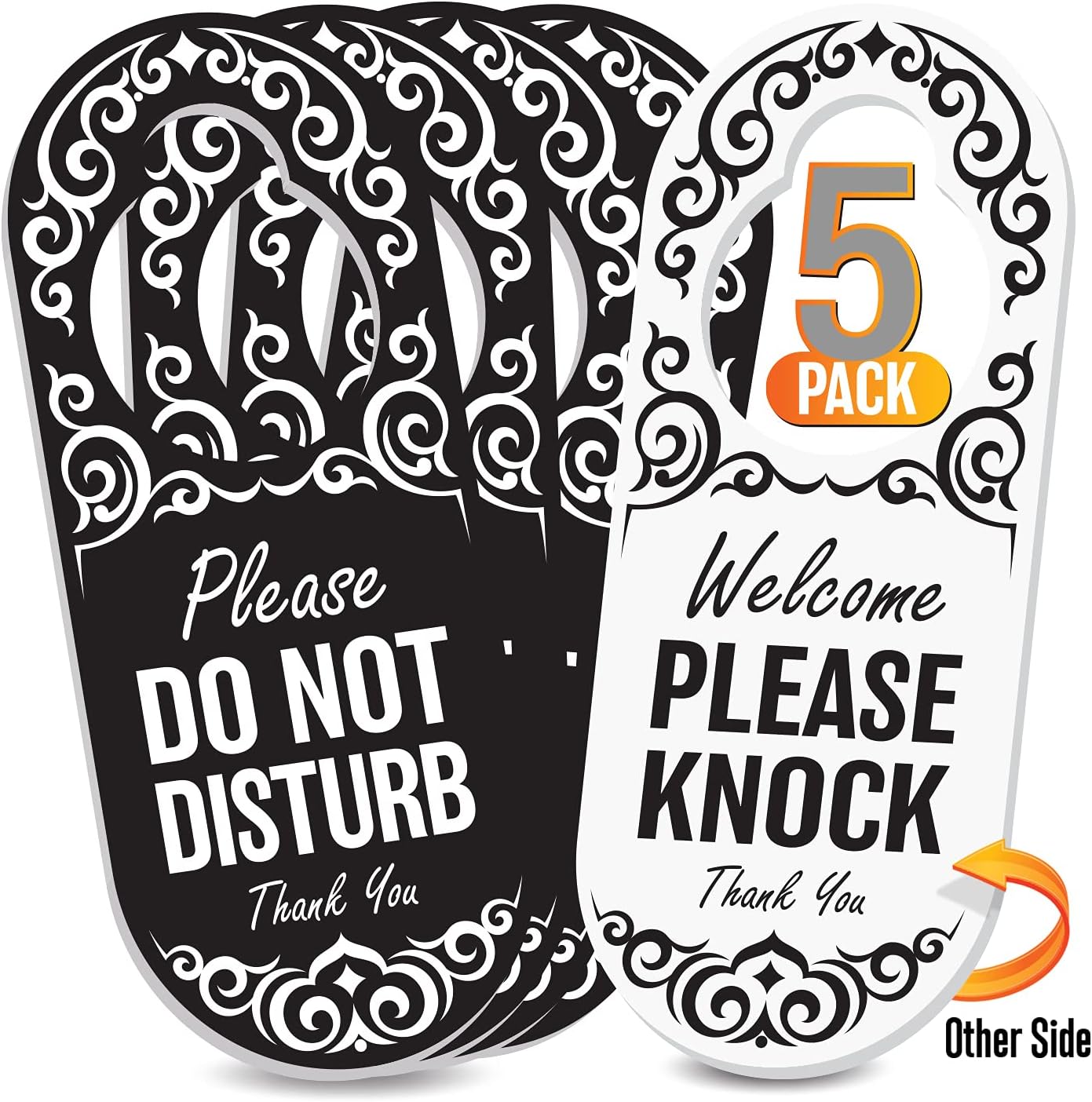 Do Not Disturb Sign - Door Hanger Signs - Reverse Side Says Please Knock – Great for Working from Home - 0.2" Sintra PVC Board, 8.5” Inches X 3.5” Inches - Indoor or Outdoor Use (5 Pack)