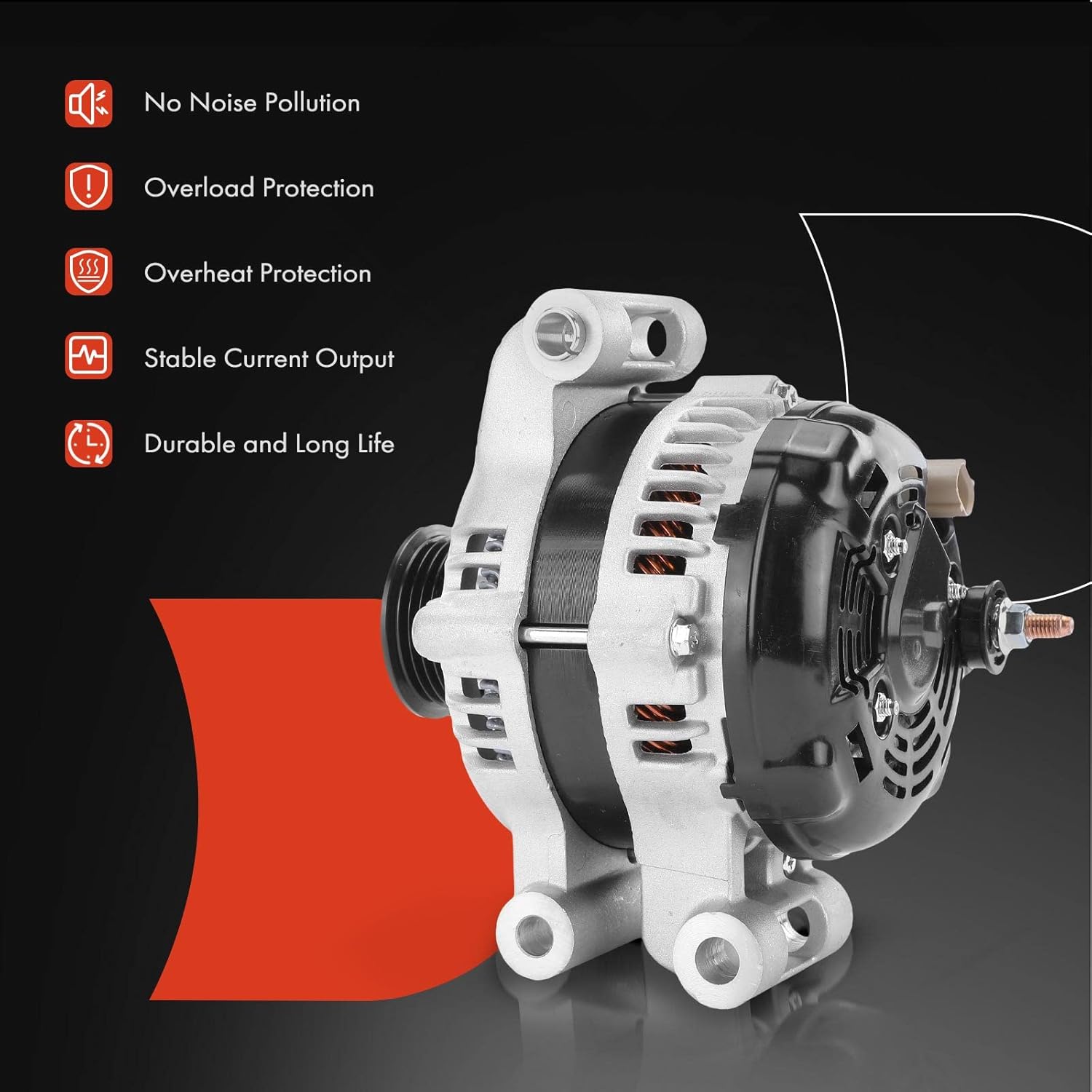 A-Premium Alternator Compatible with Dodge Charger 2006-2007 & Chrysler 300 2005-2007 & Magnum 2005-2007, 2.7L 5.7L 6.1L, 12V 140A 6-Groove Pulley Clockwise