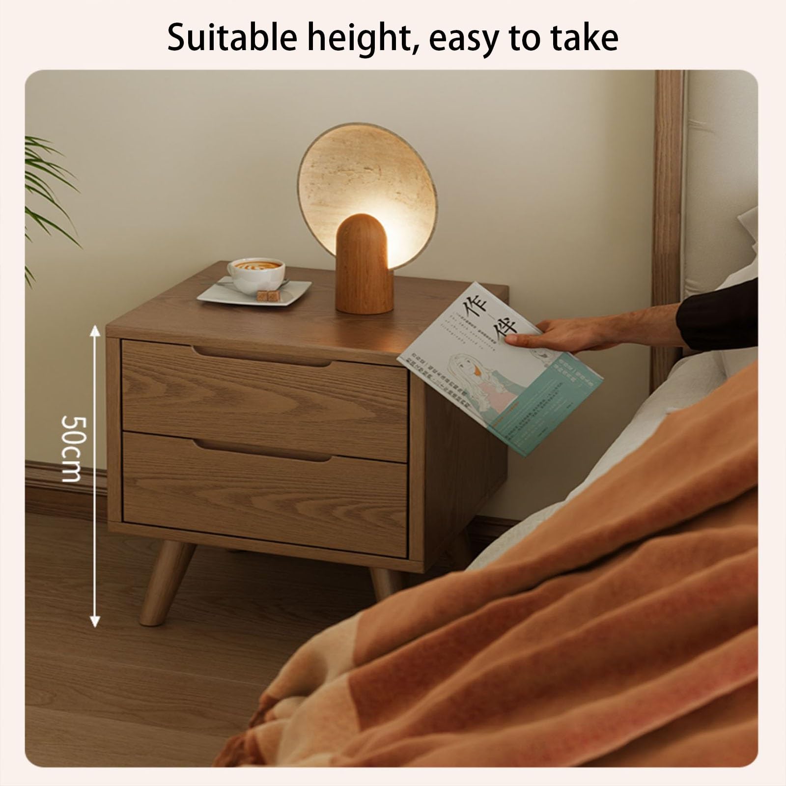 ダークウッド サイドテーブル 引き出し付き Woody Prime Walnut 北欧風ベッドサイドテーブル | 落ち着いた雰囲気を