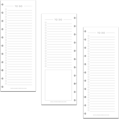 Recargas BetterNote de lista de tareas delgadas para cuadernos con anillos, lista de verificación de medio folio, se adapta a Levenger Circa,