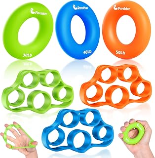 Pnrskter Hand Grip Strengthener & Finger Exerciser (6 PCS Set) - Forearm Workout, Relieve Carpal Tunnel, Wrist Pain, Arthritis - 6 Resistance Levels