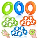 Pnrskter Hand Grip Strengthener, Finger Exerciser, Grip Strength Trainer (6 PCS),New Material,Forearm Grip Workout, Finger Stretcher, Relieve Wrist Pain, Carpal Tunnel, Trigger Finger, Mallet Finger and More.