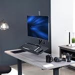 VIVO Sit-Stand Height Adjustable Pneumatic Spring Arm Keyboard Tray Desk Mount for 1 Screen up to 32 inches STAND-SIT1B