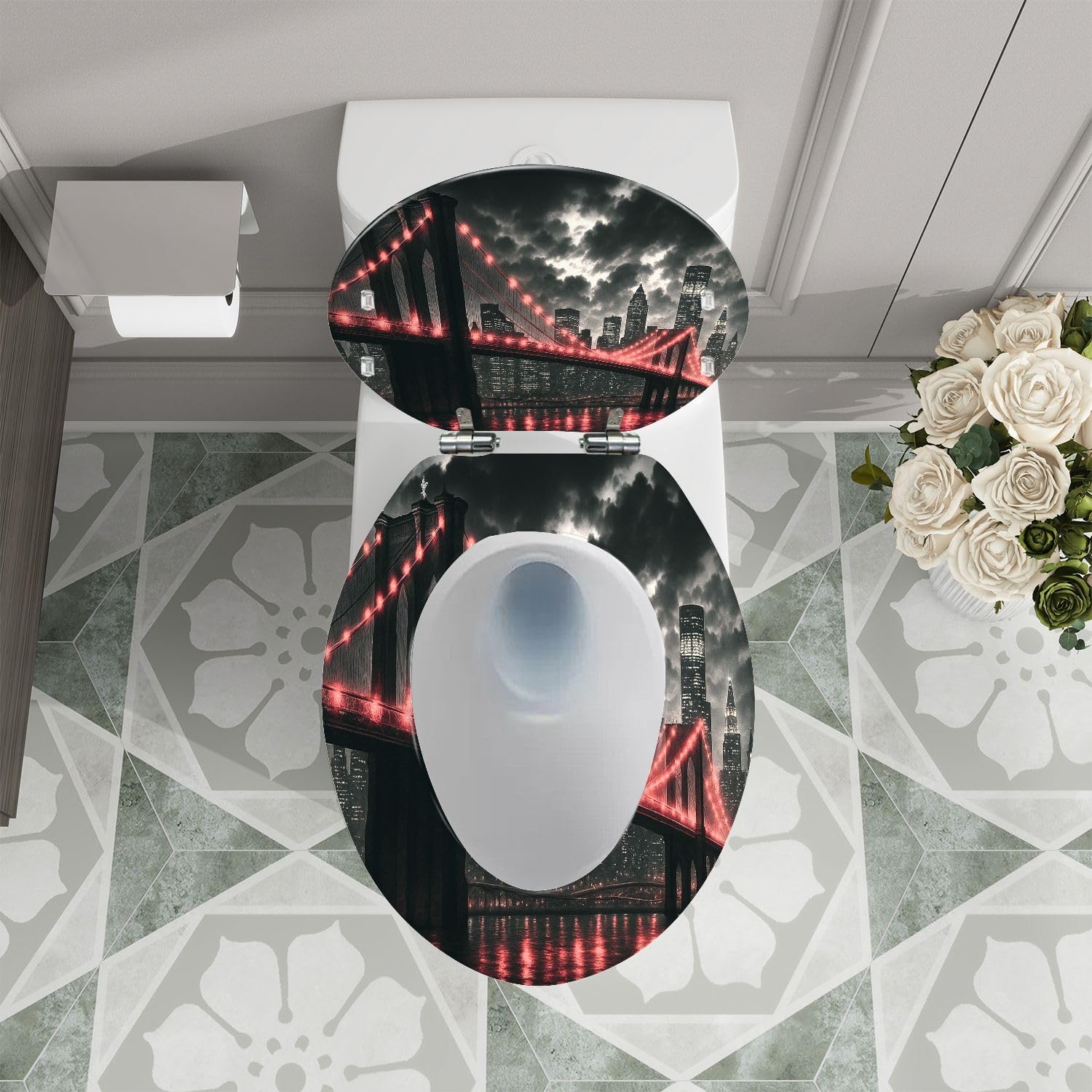 Asiento de inodoro alargado para baño