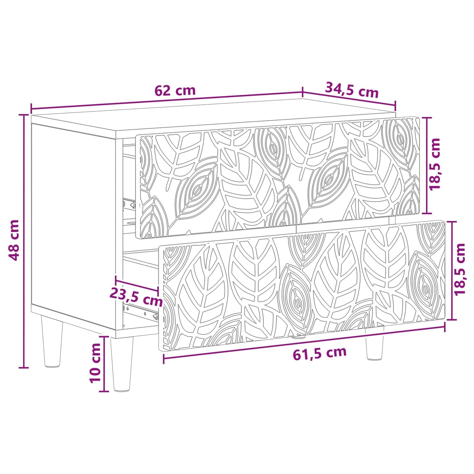 Stolik nocny Sonoma z materiału drewnopochodnego z 2 szufladami, 62 x 34,5 x 48 cm, nogi eukaliptusowe, zajmujący niewiele miejsca stolik pomocniczy do sypialni, salonu i korytarza z