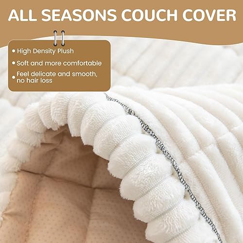 Miniatura 3 de OTOB Funda para sofá para perros, lavable, mullida y antideslizante para sofá de 3 cojines, apta para mascotas, suave para todas las estaciones,