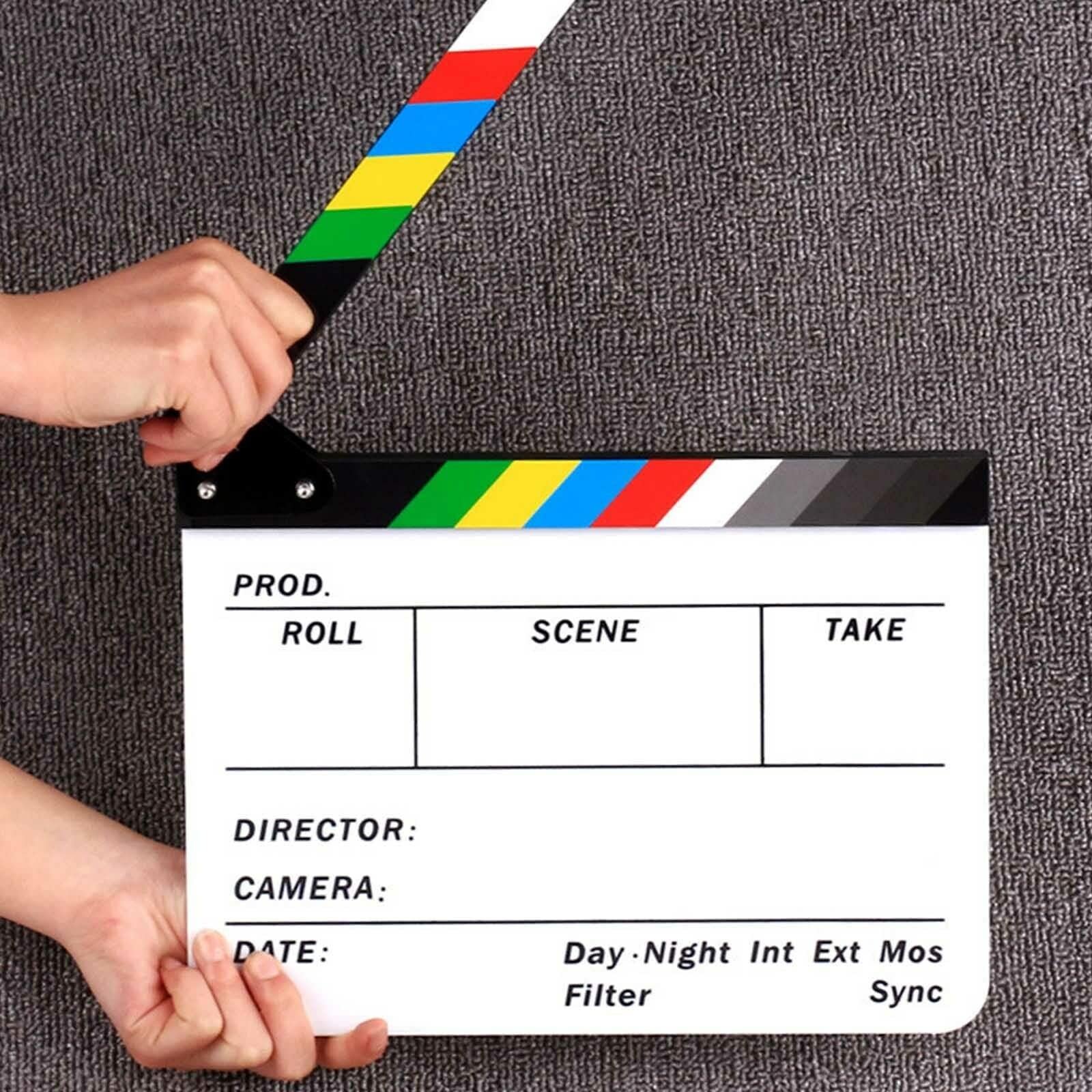 Clapperboard de film en acrylique effaçable à sec pour appareil photo, studio de cinéma, maison