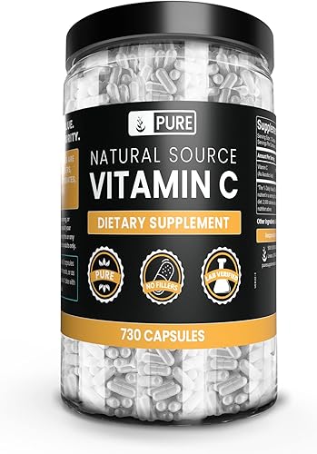 Pure Original Ingredients Vitamina C (730 cápsulas) sin magnesio o rellenos de arroz, siempre puro, verificado por laboratorio disponible en Yaxa Peru