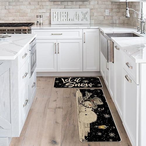 Miniatura 4 de Artoid Mode Let It Snow - Juego de 2 tapetes decorativos de cocina con diseño de muñeco de nieve y copo de nieve, diseño de muñeco de nieve, para