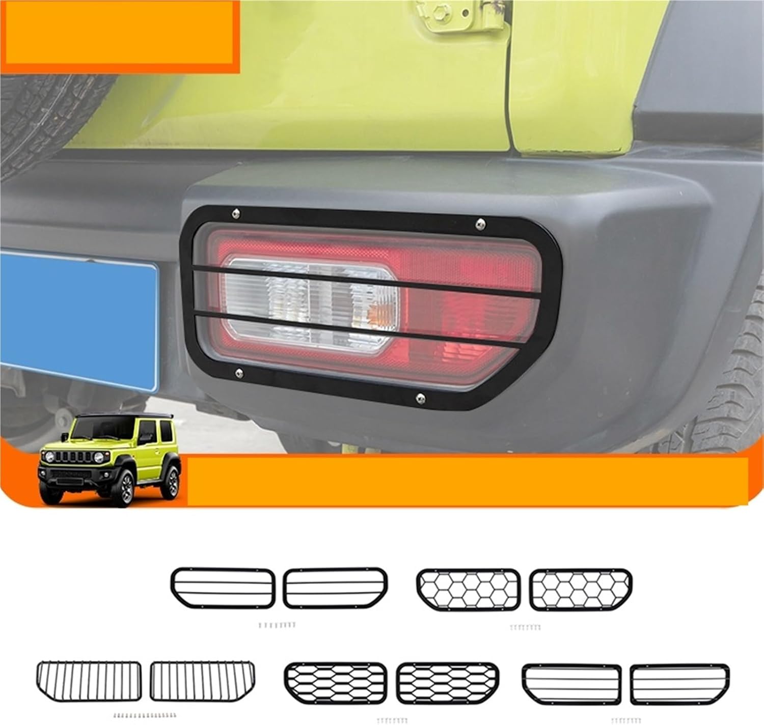 Car Rear Tail Light Lamp Decoration Cover Compatible For Suzuki Jimny 2019 2020 2021 2022 2023 Up Lamp Hoods Exterior Accessories(Black D)
