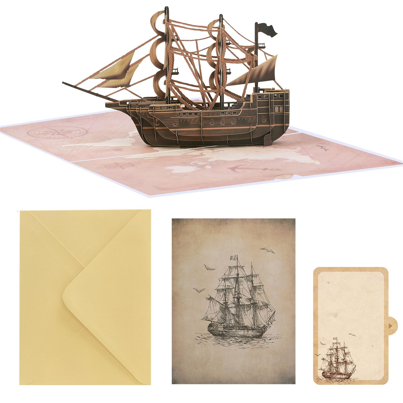 APGLSXY Foldable Sailboats Birthday Card Beautiful Thank You Note Greeting Card with Envelope for Festives Gatherings Party Supplies Elegant Cutter Greeting Cards