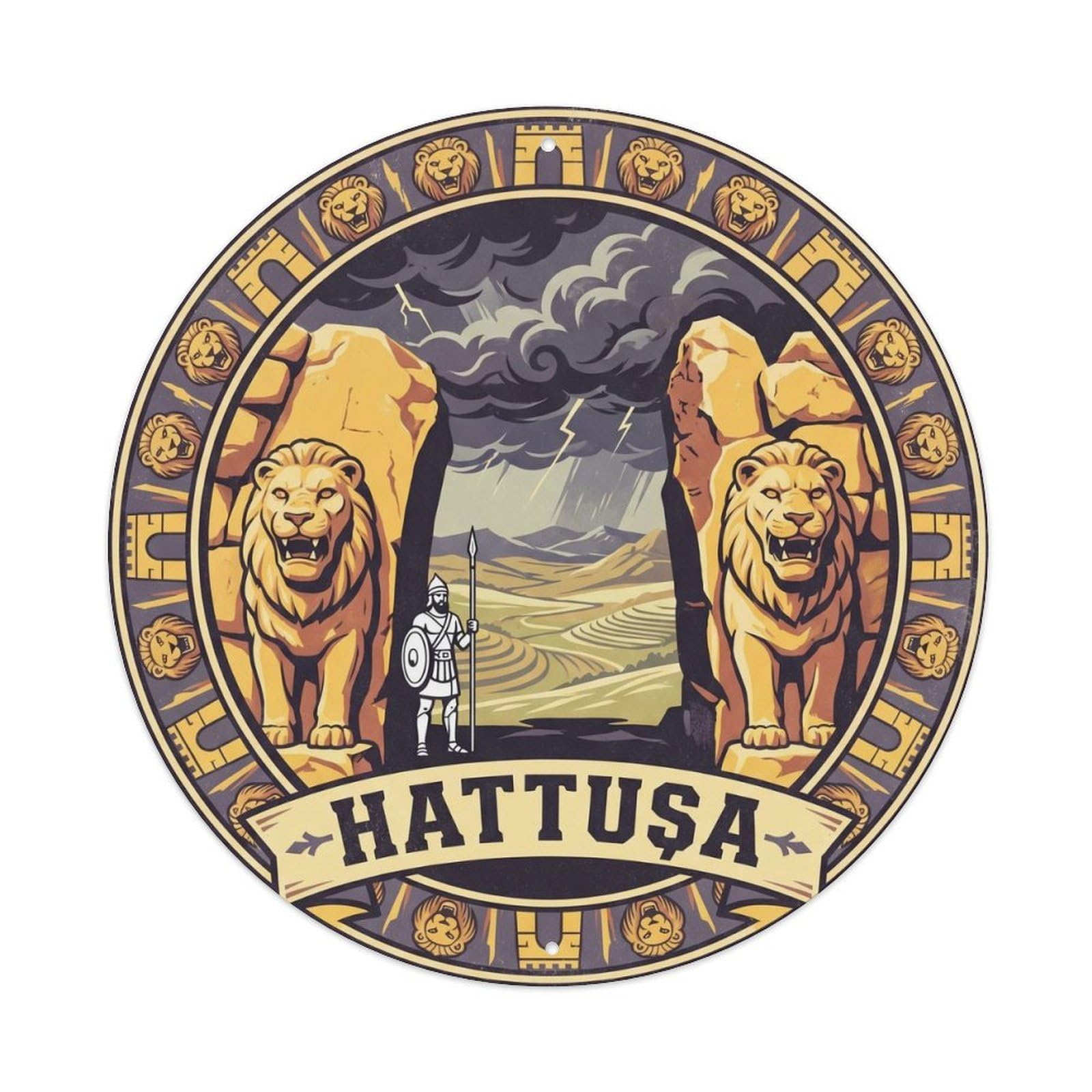 Hattusha Lion Gate Anatolian Heritage Turkey Metal Tin Sign