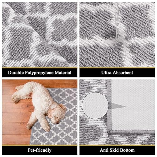 U'artlines Moroccan Trellis Runner Rug For Hallway 2'X6' Long Farmhouse Laundry Room Rug Runner With Non Slip Rubber Backing Washable Runner Rug Grey Area Rug Runner For Kitchen Hallway Entryway #TOP4