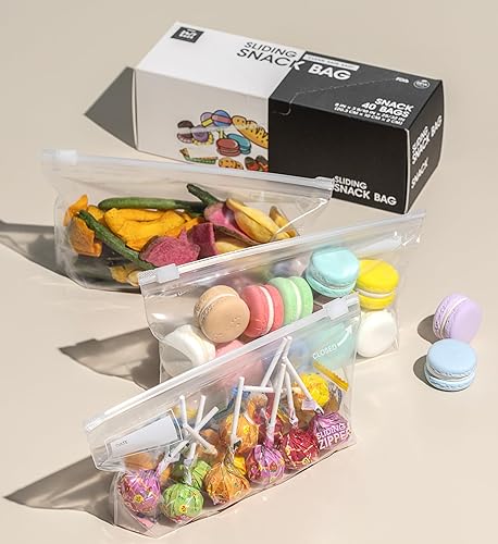 Miniatura 4 de Bolsas de almacenamiento deslizantes para aperitivos, 80 unidades, con parte inferior expandible, cero BPA, aptas para microondas (2 cajas de 40)