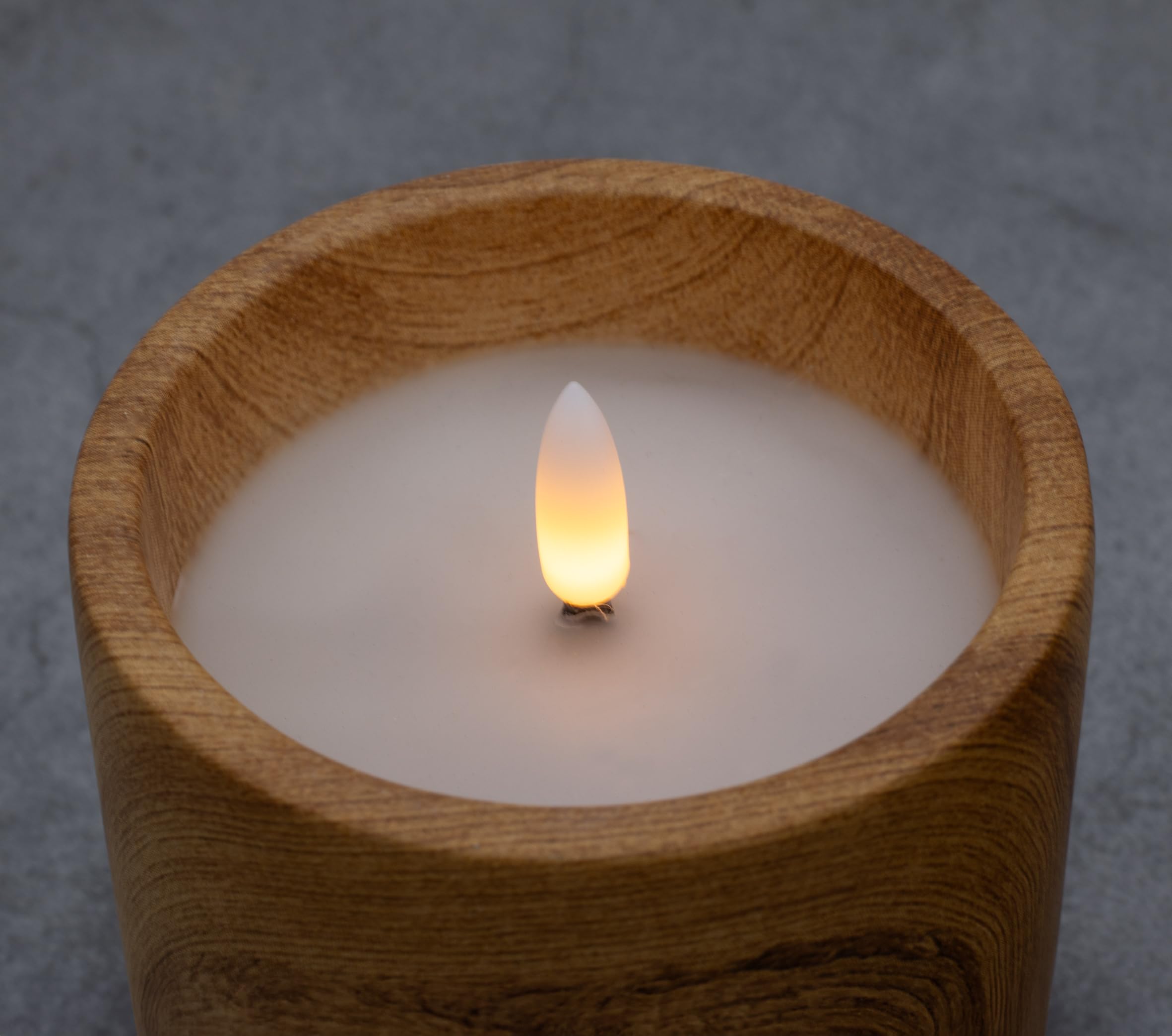 Spetebo LED Candle in Ceramic Mug with Concrete Look, 10 x 9 cm, Set of 2, Decorative Candle Battery Operated with Timer Function, Decorative Mood Light, Artificial Flame with Flickering Effect for
