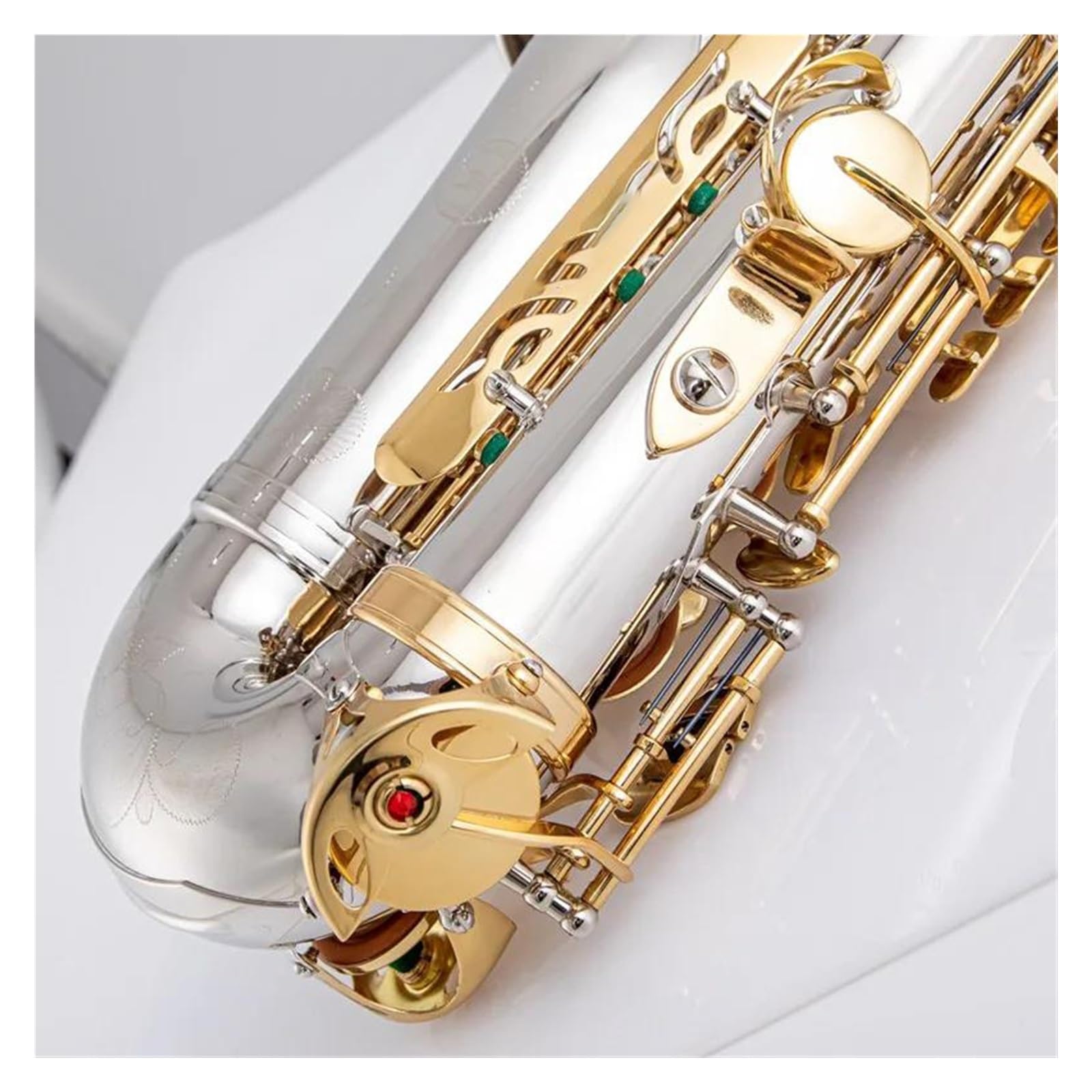 Saxofón Saxofón Alto Niquelado Llave Dorada Saxofón Profesional Con Estuche Y Accesorios (Color : 02)