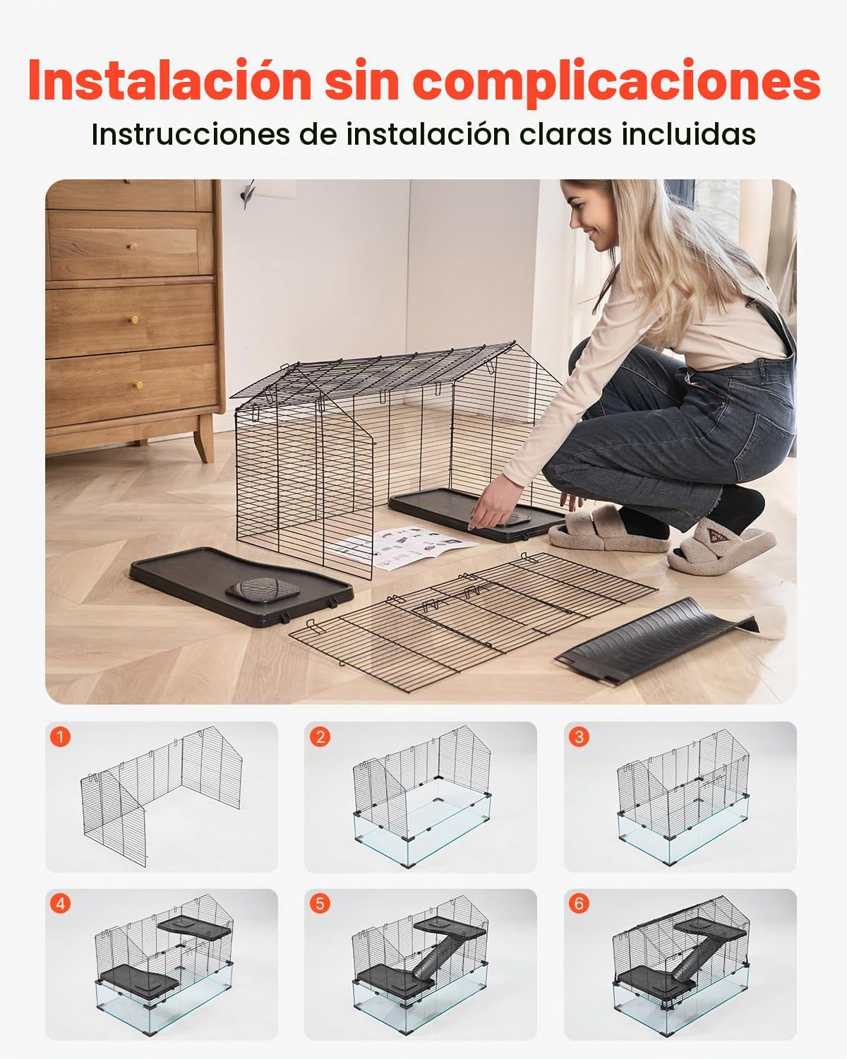 VEVOR Jaula para Hámster 75x44x61 cm Transparente con Visión de 360° Jaula para Animales Pequeños Jaulas Ventiladas con Puerta Frontal Casa Portátil para Hámsteres, Ratas, Conejillos de Indias