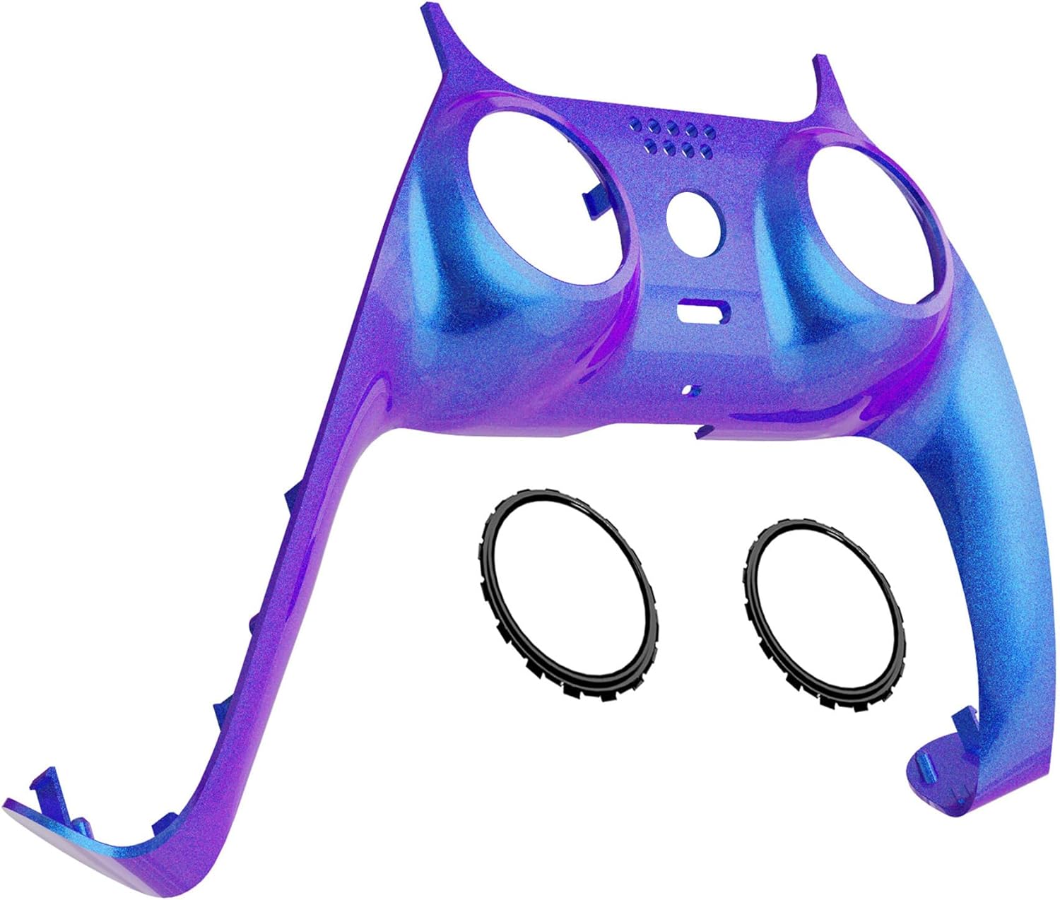 eXtremeRate Chameleon Purple Blue Glossy Decorative Trim Shell Compatible with p s 5 Controller, DIY Replacement Clip Shell, Custom Plates Cover Compatible with p s 5 Controller with Accent Rings