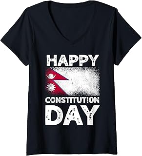Womens Happy Constitution Day Nepal Nepalese Independence Day V-Neck T-Shirt