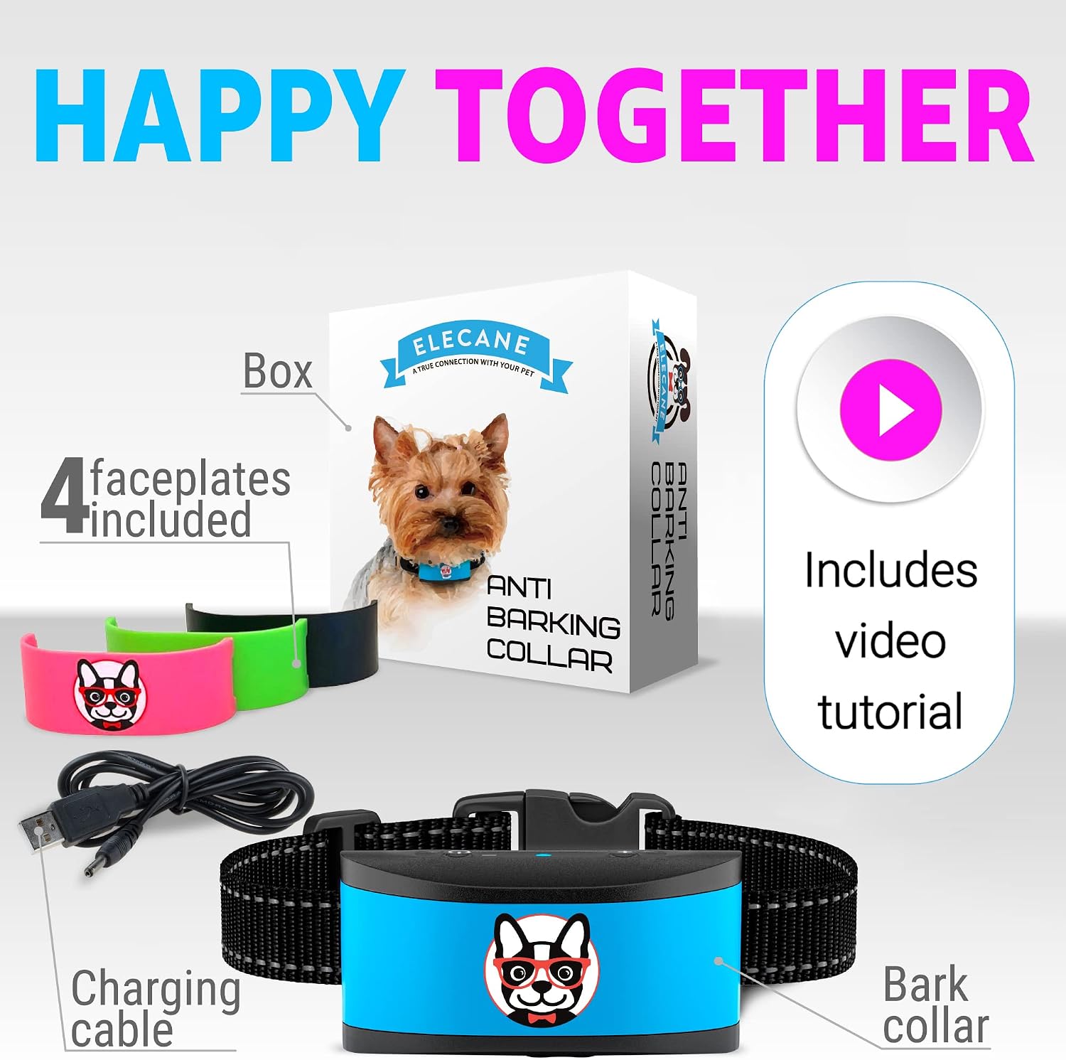 Small Dog Bark Collar Rechargeable - Anti Barking Collar For Small Dogs - Smallest Most Humane Stop Barking Collar - Dog Training No Shock Bark Collar Waterproof - Safe Pet Bark Control Device