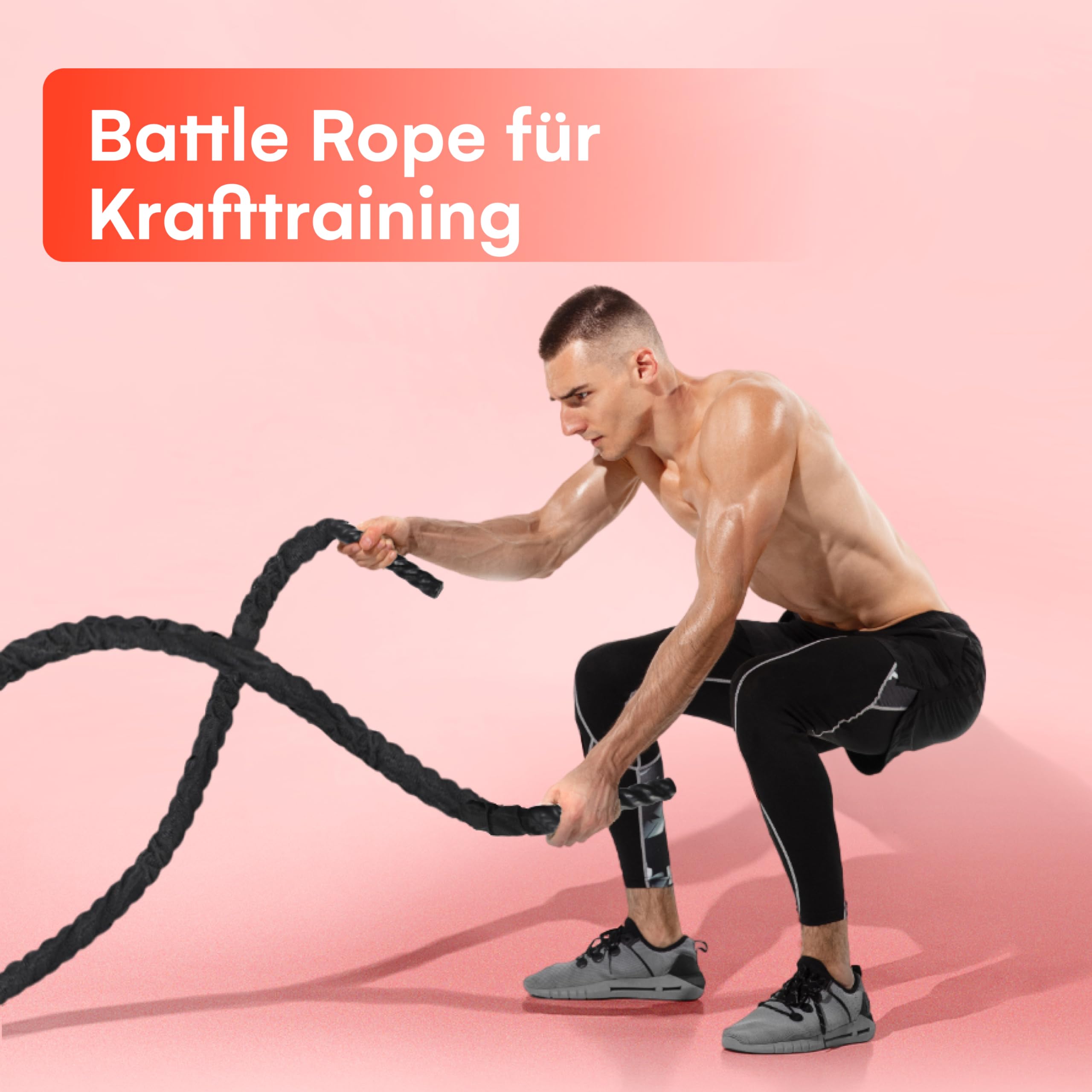 PowrX Battle Rope - Trainingsseil - Sports Schlachtseil - Fitnessseil - Indoor und Outdoor Muskelaufbau - Übungsseil für Krafttraining -