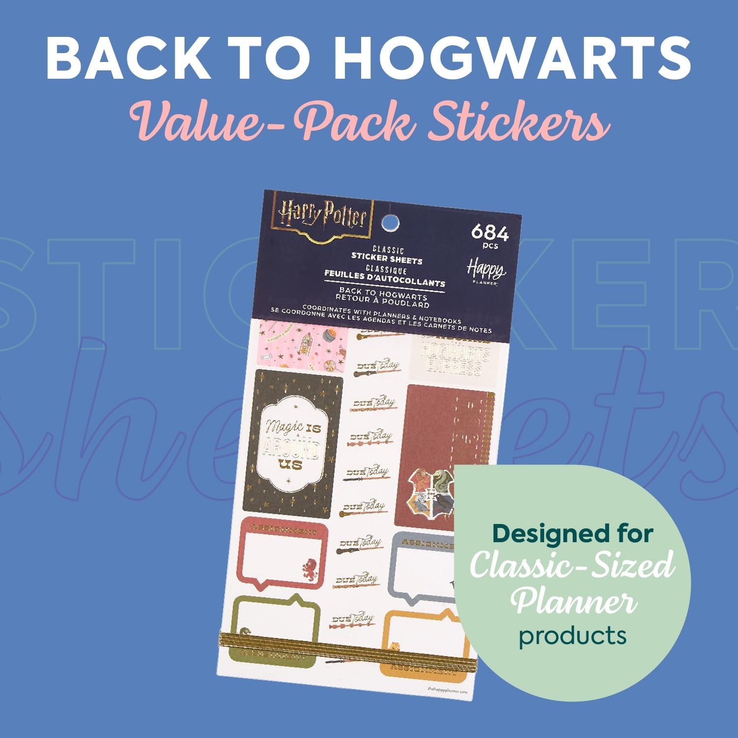 Happy Planner Harry Potter Sticker Set for Planners, Calendars, and Journals, Easy-Peel Stickers, Scrapbook Accessories, Back to Hogwarts, 30 Sheets, 684 Stickers Total