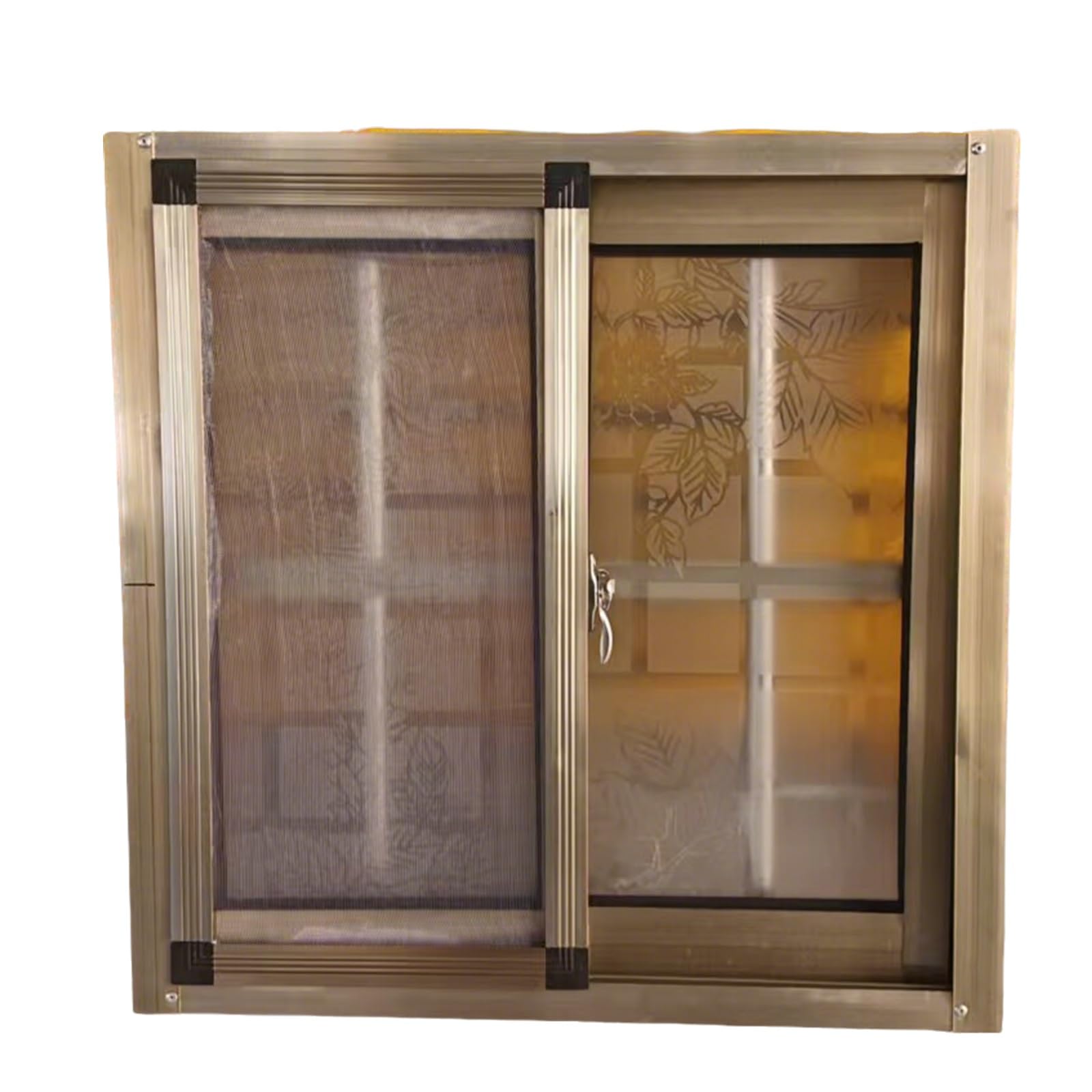 Wtjdccy One Color Sliding Basement Window, Replacement Windows For Homes, Aluminum Frame With Security Screen And Frosted Glass, For Basement, Bathroom, Chicken Coop(40X40cm/16X16in)
