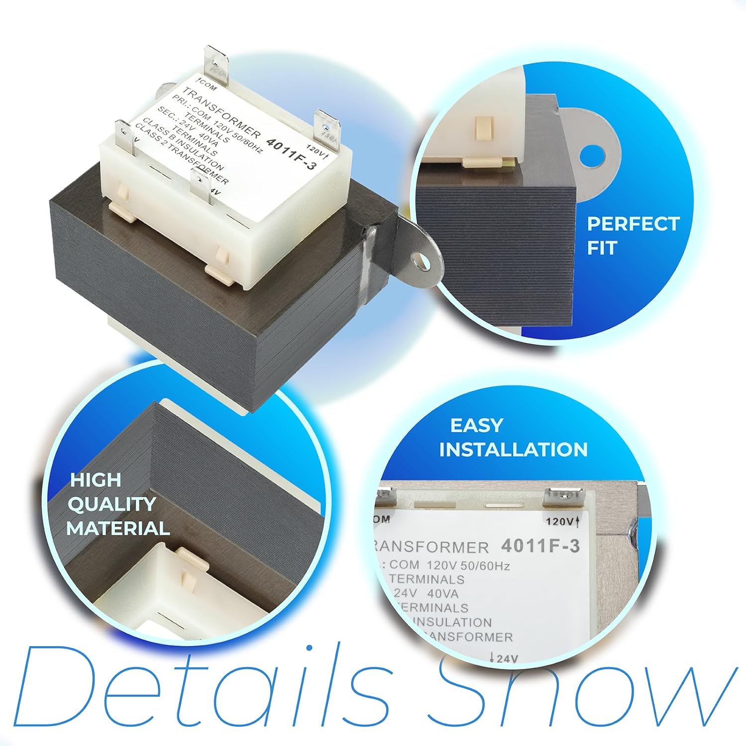 ANTOBLE 4011F-3 120V to 24V Transformer for Trane 40VA Furnace Transformers Primary 120V 50/60Hz Secondary 24V 40VA Heater HVAC Replacement Part Class 2 Control with Foot Mount