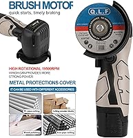 Vista 5 de Kit de amoladora angular de cepillo inalámbrico, mini herramienta de molienda angular eléctrica de 19500 rpm con 2 baterías de 16.8 V 2000 mAh y 5