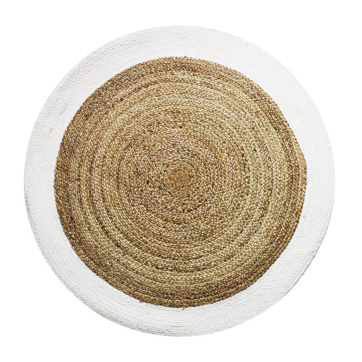 Funy Jute Teppich, rund, Jute und Baumwolle, weiß, Durchmesser 120 cm Küche, Haushalt & Wohnen