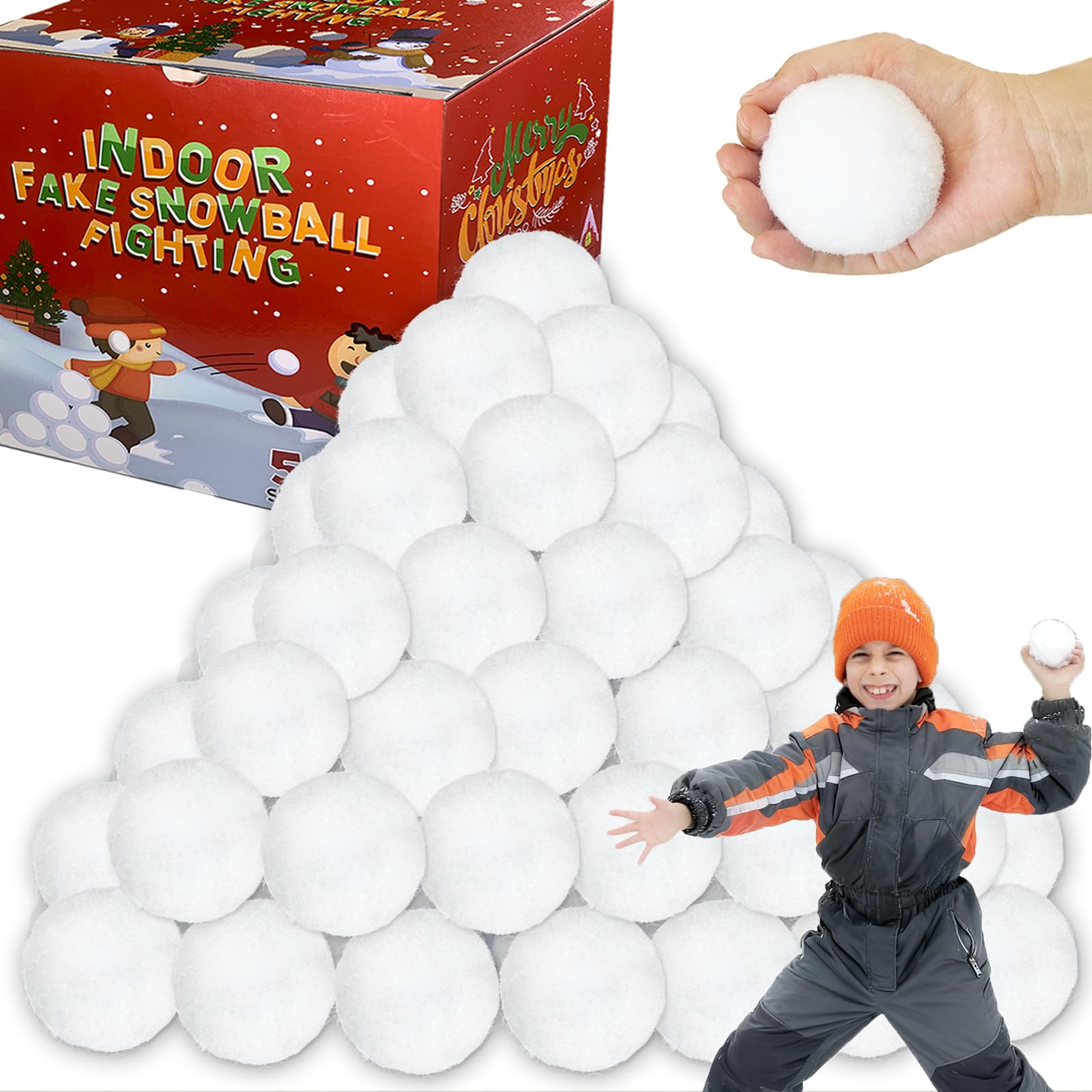 Reusable Water Balls, 50 Pack Fake Snowball for Outdoor Toys and Games, Indoor Activity Toys Christmas Gift for Kids and Adults (50 Pack)